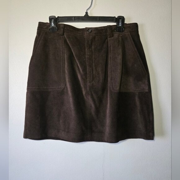 Banana Republic 100% Genuine Leather Mini Skirt – Brown – Size 14 - Picture 1 of 6